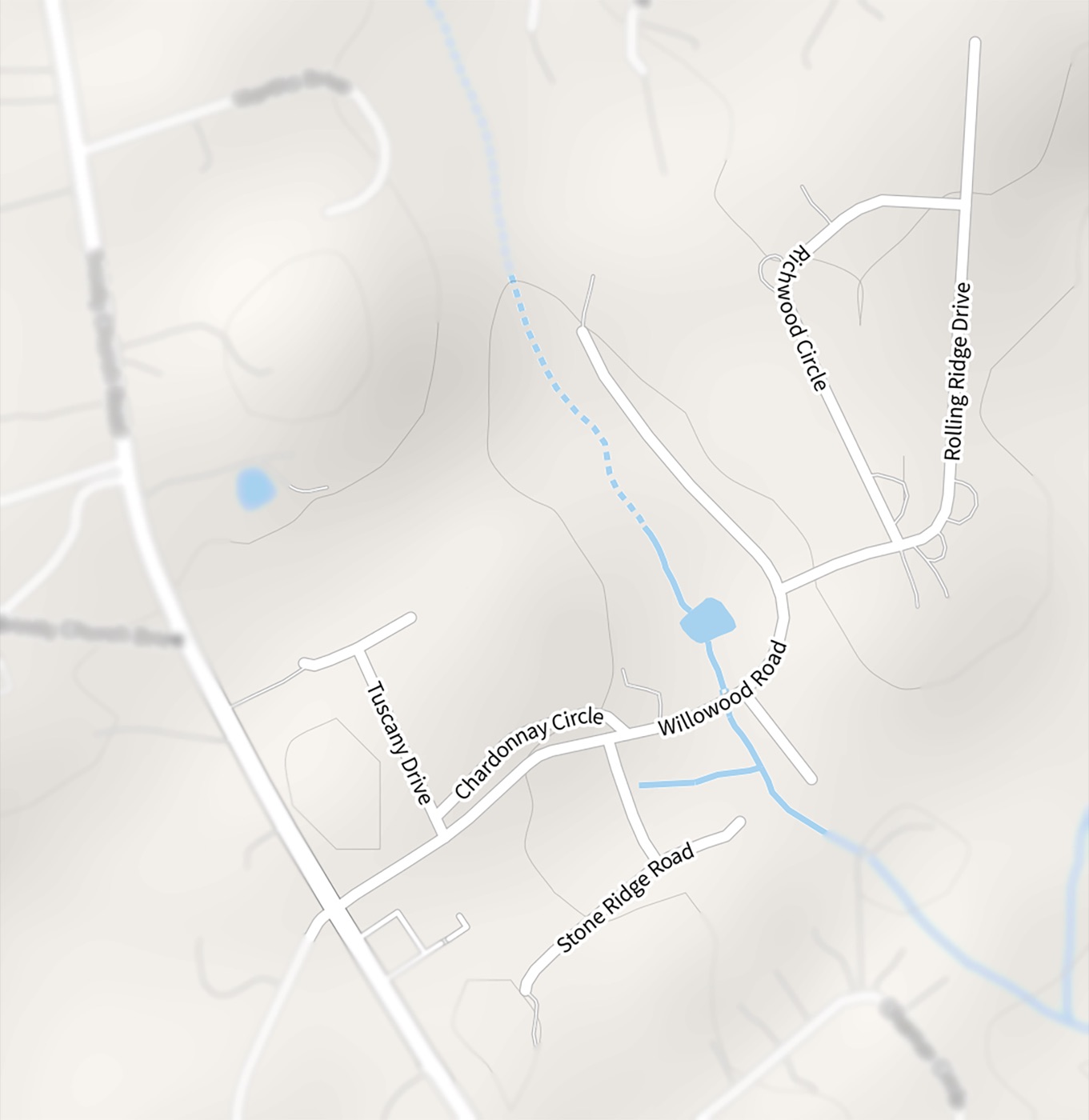 Map of the Pine Creek community streets
