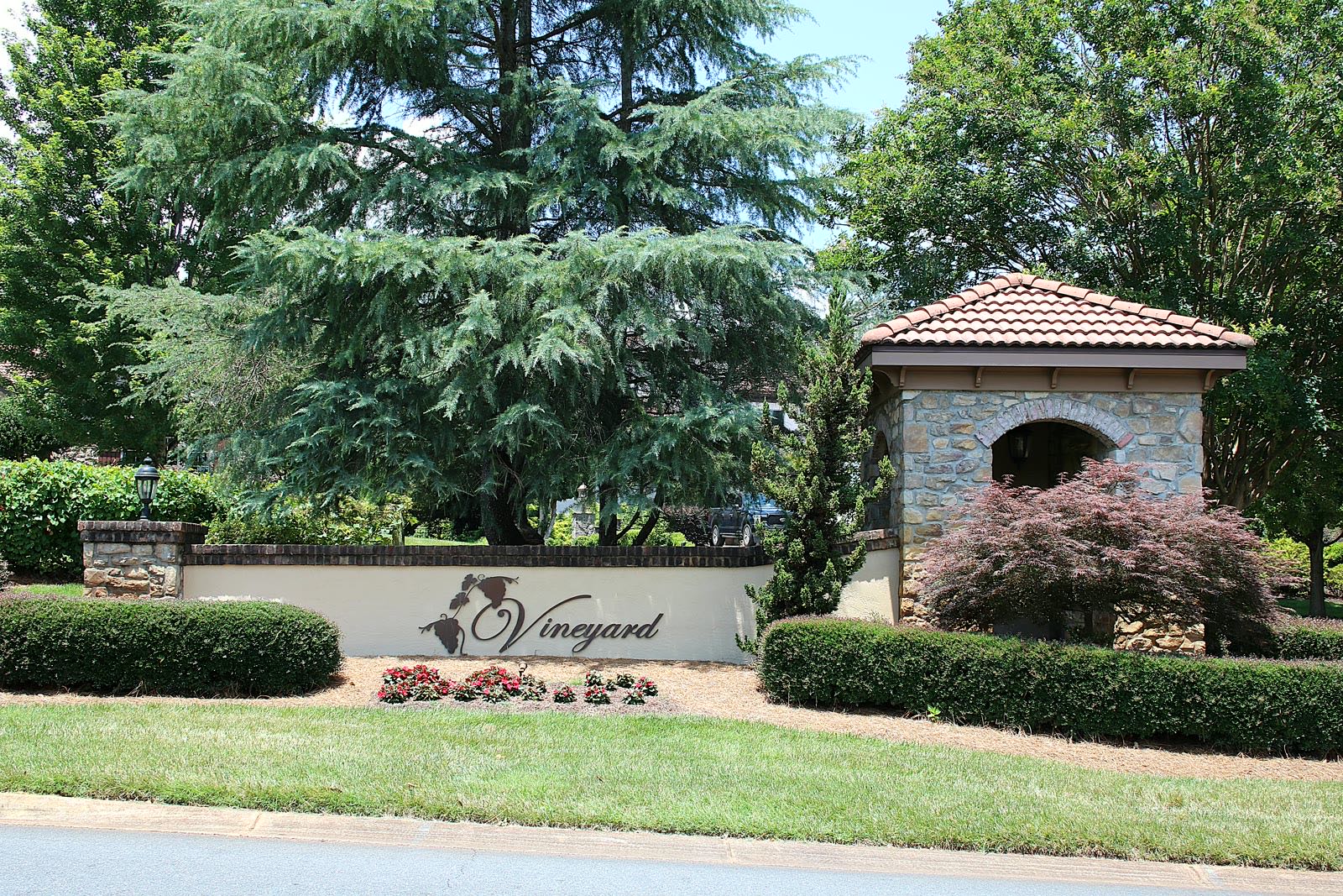 The Vineyard entrance monument and landscaping
